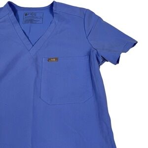 FIGS Women's Krysta Scrub Top XS Light Blue FW1000 One Chest Pocket V Neck